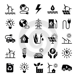 Green energy icon set 