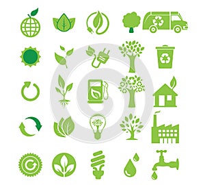 Green energy, icon set