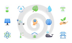 Green energy icons color vector