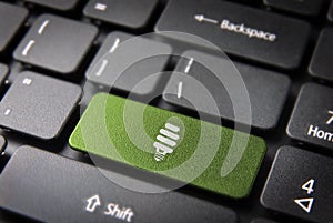 Green energy keyboard key, eco concept