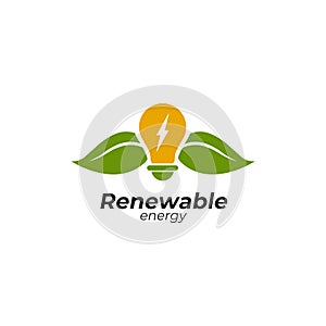 Green energy label product logo design template