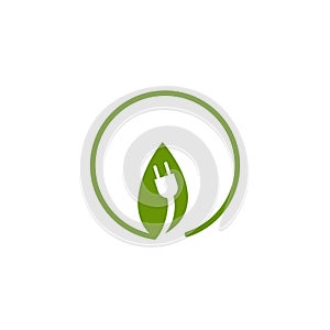 Green energy label product logo design template