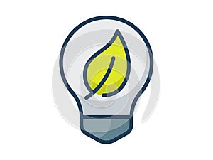 Green energy light bulb bio energy ecology nature single isolated icon with filled line style