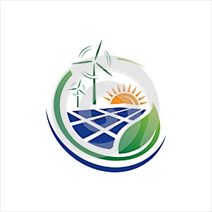 Green energy logo vector design with renewable icon template