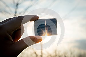 Green energy, Photovoltaic Solar Cell with hand