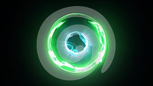 Green Energy Plasma Ball Nucleus Loop Alpha Matte 3D Renderings Animations