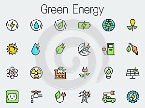 Green energy related icon set