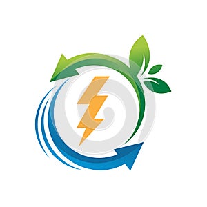 green energy renewable electricity logo vector illustrations