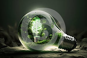 Green Energy Revolution Lightbulb Symbolizing Renewal. ai generative