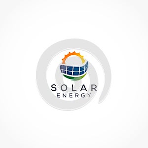 Green energy Solar penal Logo Template photo