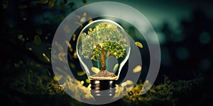 Green Energy Symbolized By A Tree In A Lightbulb