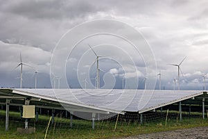 Green energy together with wind turbines and solar parks to combat climate change