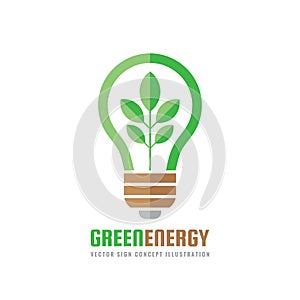 Green energy - vector business logo template concept illustration in flat style. Abstract lightbulb creative sign. Electric power