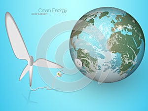 Green energy. vector wind turbines