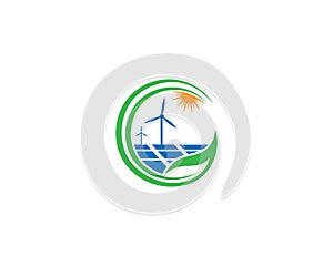 Green energy wind turbines renewable logo design