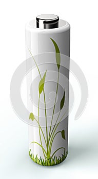 Green engery concept battery with plant on it