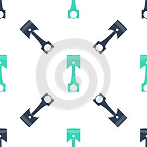 Green Engine piston icon isolated seamless pattern on white background. Car engine piston sign. Vector