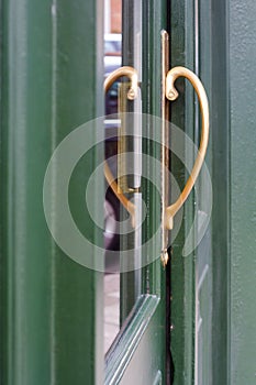 Green English pub door handle