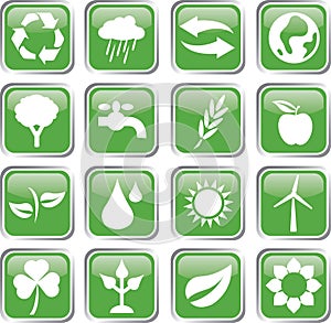 green environment icon set