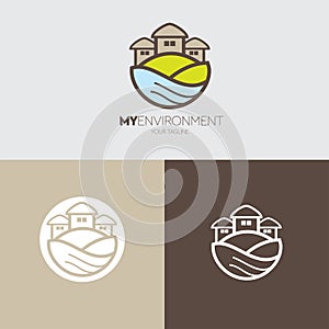 Green environment Residence vector Logo illustration.