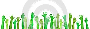 Green Environmental Conscious Hands Raised