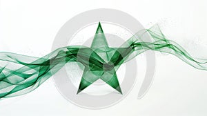 Green Esperanto star outlined by lines on a white backdrop photo