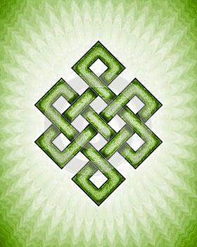 Green eternal / endless / buddha knot symbol