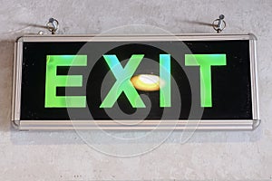 GREEN EXIT SIGNAGE SIGN NEONBOX ON WALL