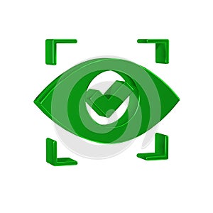 Green Eye scan icon isolated on transparent background. Scanning eye. Security check symbol. Cyber eye sign.