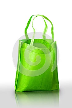Green fabric bag, Isolated