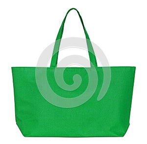 Green fabric bag isolated on white