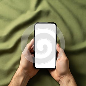 Green fabric is slightly wrinkled, adding texture and depth to the