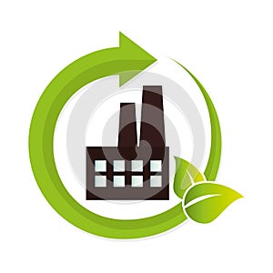 Green factory building icon