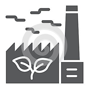 Green Factory glyph icon, ecology and energy