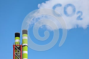 Green factory pipes with co2 emission photo