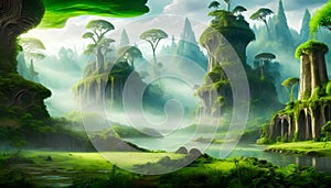 green fairytale fantasy forest