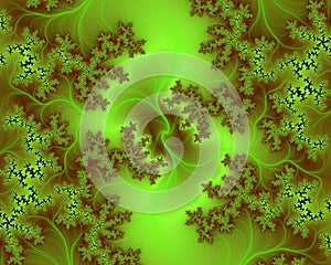 Green fantasy fractal flowery abstract geometries, vivid texture