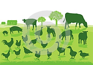 Green farm animals