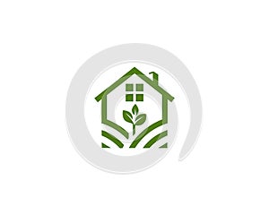 Green Farm Home Landscape Logo Design