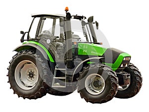 Green farm tractor