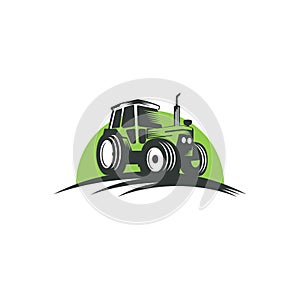 Green farm tractor logo design