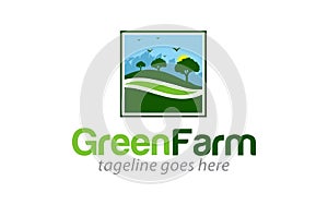 Green farming nature environment logo design template-17