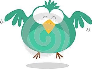 Green Fat Bird Flying