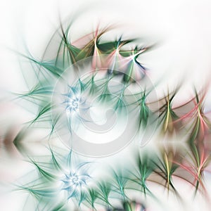 Green feathery fractal spirals