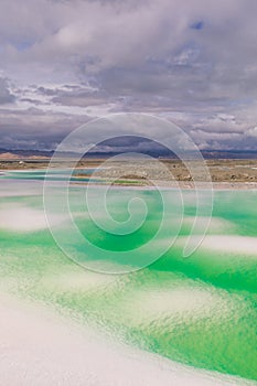 Green Feicui lake in Qinghai province of China