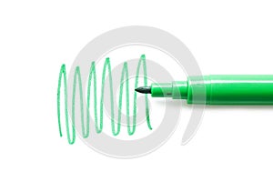 Green felt-tip pen isolated on white background