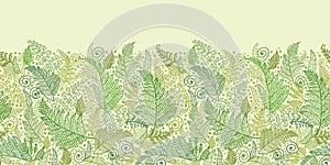 Green Fern Leaves Horizontal Seamless Pattern