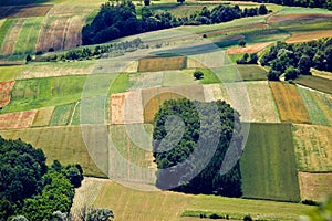 Green field layers aerial view