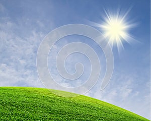 Green field and sky