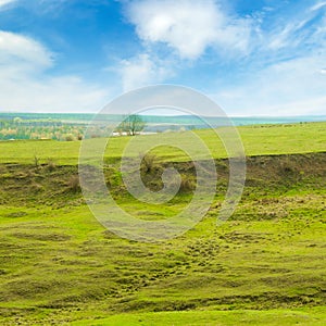 Green field and soil erosion (land slide